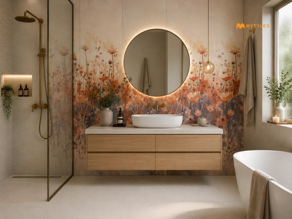 Watercolor Wildflower Decor Wall Tile